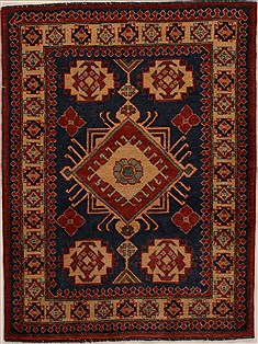 Pakistani Kazak Blue Rectangle 3x5 ft Wool Carpet 14007