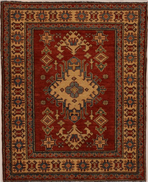 Kazak Red Square Hand Knotted 36 X 43  Area Rug 251-14012 Image 0