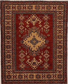 Pakistani Kazak Red Square 4 ft and Smaller Wool Carpet 14012