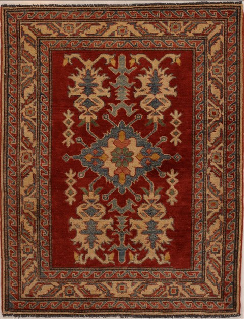 Kazak Red Square Hand Knotted 36 X 46  Area Rug 251-14015 Image 0