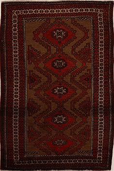 Afghan Khan Mohammadi Brown Rectangle 3x5 ft Wool Carpet 14019