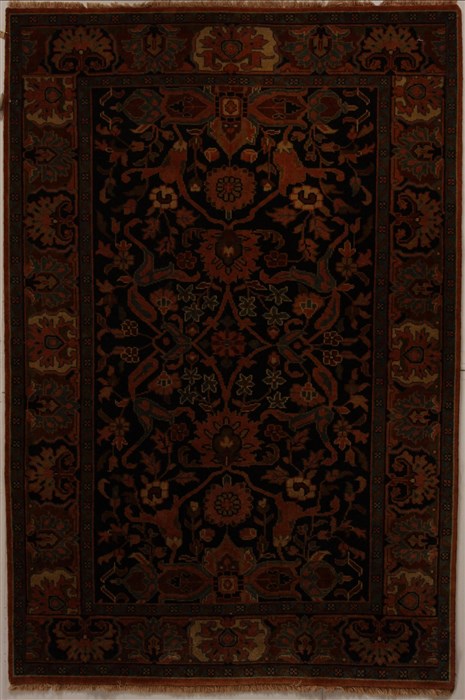 Agra Black Hand Knotted 58 X 85  Area Rug 251-14063 Image 0