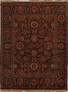 Indian Agra Brown Rectangle 6x9 ft Wool Carpet 14067