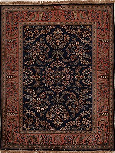 Persian Yazd Blue Rectangle 6x9 ft Wool Carpet 14083