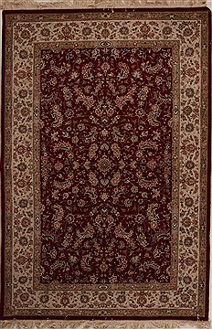 Chinese Sino-Persian Red Rectangle 6x9 ft Wool Carpet 14111