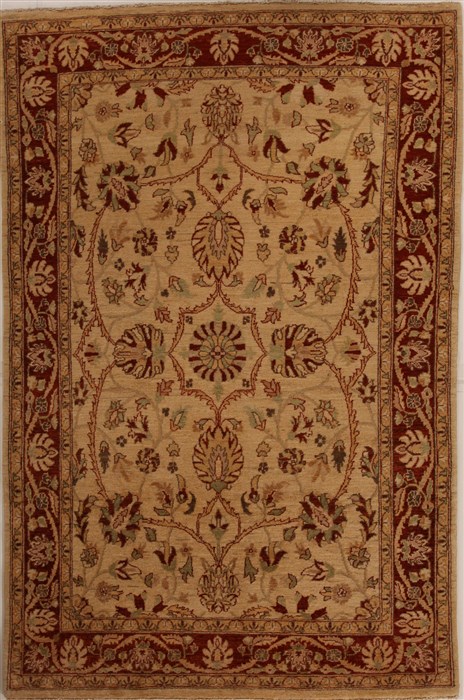 Pishavar Beige Hand Knotted 60 X 93 Area Rug 251-14116 Image 0