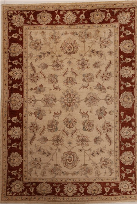 Pishavar Beige Hand Knotted 62 X 810 Area Rug 251-14117 Image 0