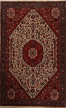Persian Abadeh Red Rectangle 5x8 ft Wool Carpet 14120