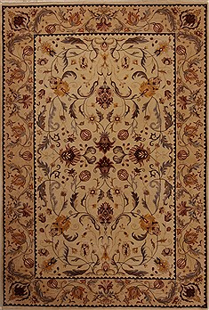 Indian Ziegler Beige Rectangle 6x9 ft Wool Carpet 14122