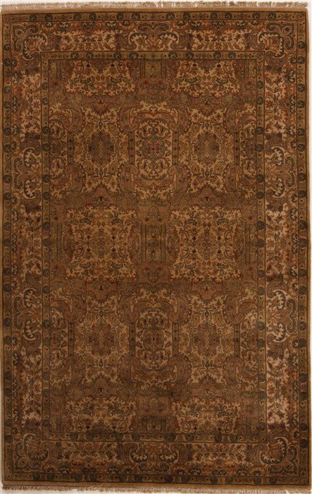 Agra Beige Hand Knotted 61 X 93 Area Rug 251-14130 Image 0