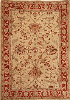 Pishavar Beige Hand Knotted 5'9" X 8'6"  Area Rug 251-14132