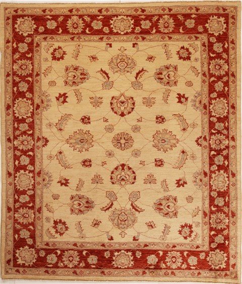 Pishavar Beige Hand Knotted 66 X 75  Area Rug 251-14137 Image 0