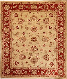 Pishavar Beige Hand Knotted 6'6" X 7'5"  Area Rug 251-14137
