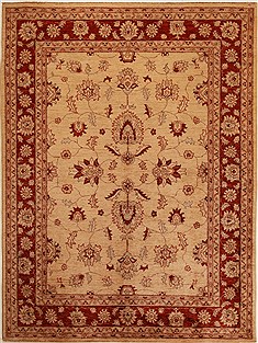 Pishavar Beige Hand Knotted 6'4" X 8'5"  Area Rug 251-14138