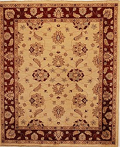 Pishavar Beige Square Hand Knotted 6'10" X 8'2"  Area Rug 251-14140