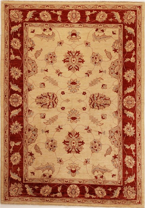 Pishavar Beige Hand Knotted 57 X 80  Area Rug 251-14146 Image 0