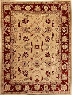 Pishavar Beige Hand Knotted 5'9" X 7'6"  Area Rug 251-14147