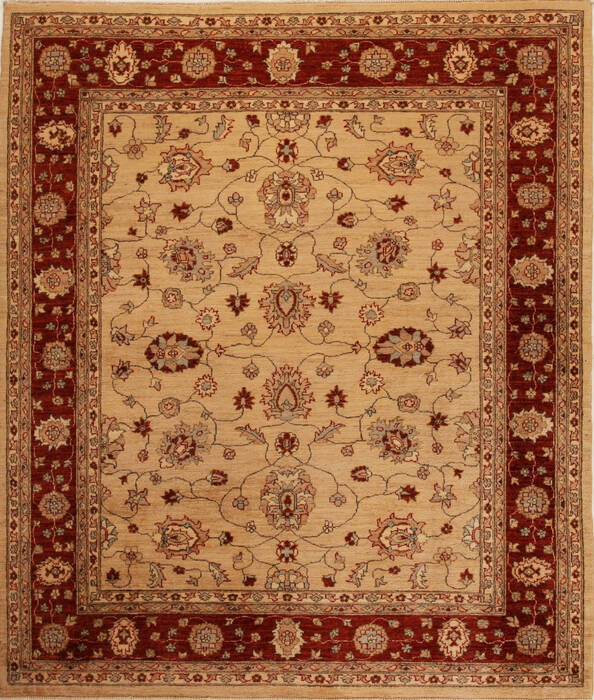 Pishavar Beige Square Hand Knotted 68 X 79  Area Rug 251-14149 Image 0