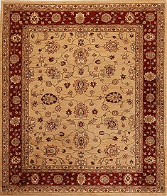 Pishavar Beige Square Hand Knotted 6'8" X 7'9"  Area Rug 251-14149