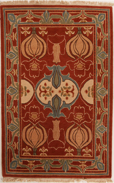 Indo-Nepal Red Hand Knotted 59 X 811  Area Rug 251-14151 Image 0