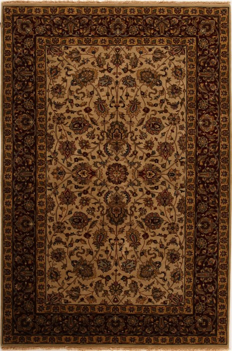 Kashan Beige Hand Knotted 60 X 90 Area Rug 251-14152 Image 0