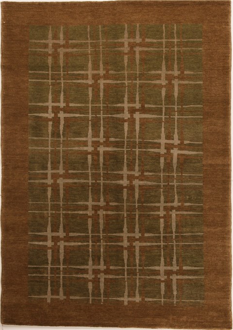 Pishavar Green Hand Knotted 59 X 82  Area Rug 251-14155 Image 0