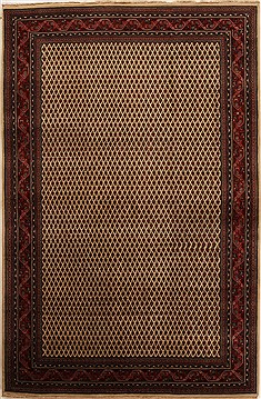 Indian Hamedan Beige Rectangle 6x9 ft Wool Carpet 14158