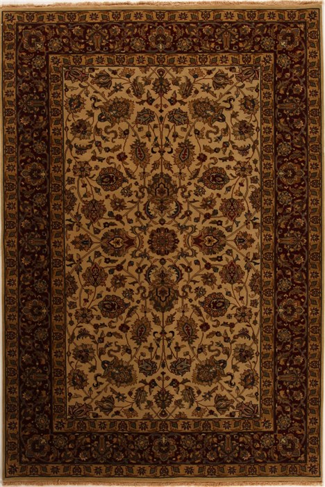 Kashan Beige Hand Knotted 60 X 90 Area Rug 251-14159 Image 0