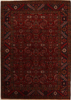 Indian Karajeh Red Rectangle 6x9 ft Wool Carpet 14160