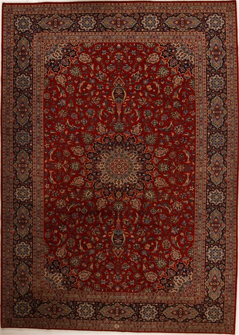 Kashan Red Hand Knotted 92 X 129  Area Rug 251-14164 Image 0
