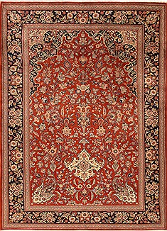 Persian Yazd Red Rectangle 8x11 ft Wool Carpet 14167