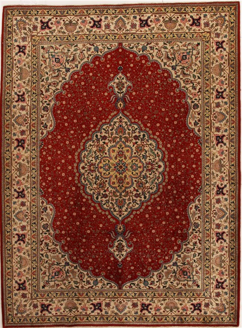 Tabriz Red Hand Knotted 82 X 110 Area Rug 251-14168 Image 0
