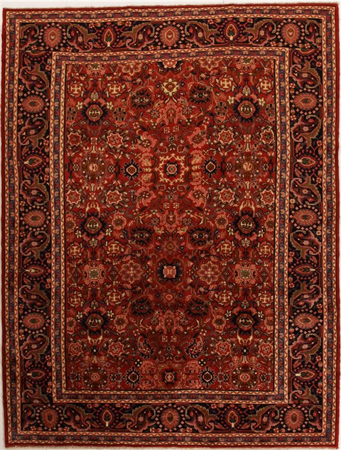 Hamedan Red Hand Knotted 88 X 114  Area Rug 251-14170 Image 0