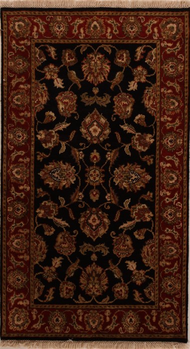 Agra Black Hand Knotted 211 X 52 Area Rug 251-14187 Image 0
