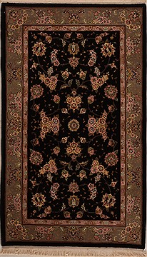 Chinese Asian Inspired Black Rectangle 3x5 ft Wool Carpet 14189