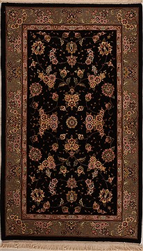 Asian Inspired Black Hand Knotted 3'0" X 5'0"  Area Rug 251-14189