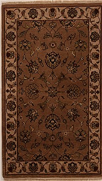 Indian Agra Beige Rectangle 3x5 ft Wool Carpet 14191