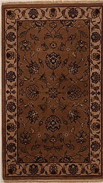 Agra Beige Hand Knotted 3'0" X 5'1"  Area Rug 251-14191