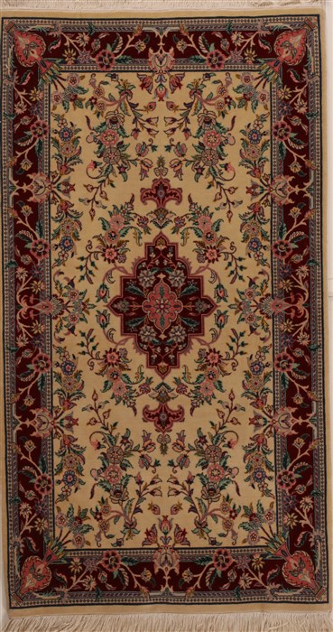 Isfahan Beige Hand Knotted 30 X 57  Area Rug 251-14197 Image 0