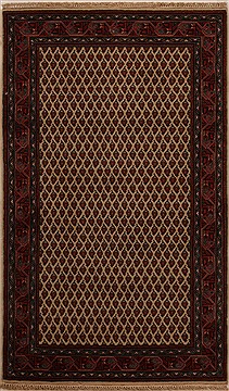 Indian Hamedan Beige Rectangle 3x5 ft Wool Carpet 14199