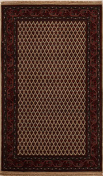 Indian Hamedan Beige Rectangle 3x5 ft Wool Carpet 14199