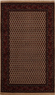 Hamedan Beige Hand Knotted 3'0" X 4'11"  Area Rug 251-14199