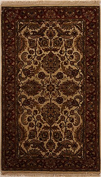 Indian Agra Beige Rectangle 3x5 ft Wool Carpet 14200