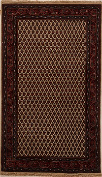 Indian Hamedan Beige Rectangle 3x5 ft Wool Carpet 14201