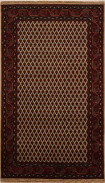 Indian Hamedan Beige Rectangle 3x5 ft Wool Carpet 14202