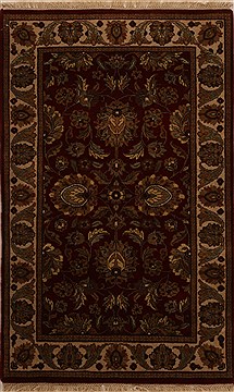 Agra Red Hand Knotted 3'1" X 4'11"  Area Rug 251-14203
