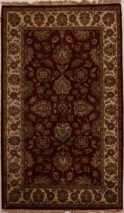Agra Red Hand Knotted 32 X 53 Area Rug 251-14216 Image 0