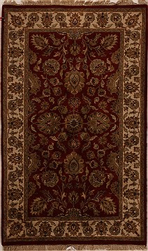 Agra Red Hand Knotted 3'0" X 4'11"  Area Rug 251-14217