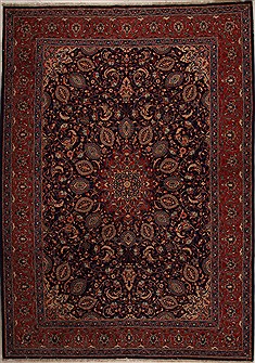 Persian sarouk Blue Rectangle 9x12 ft Wool Carpet 14220