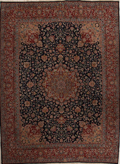 Kerman Blue Hand Knotted 910 X 131 Area Rug 251-14242 Image 0